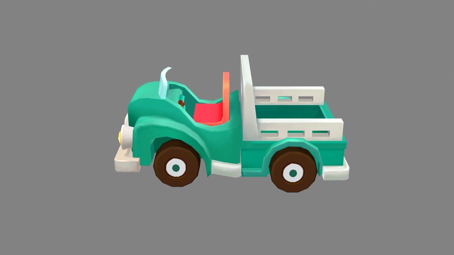 Cartoon green truck toy Low-poly 3D model_1