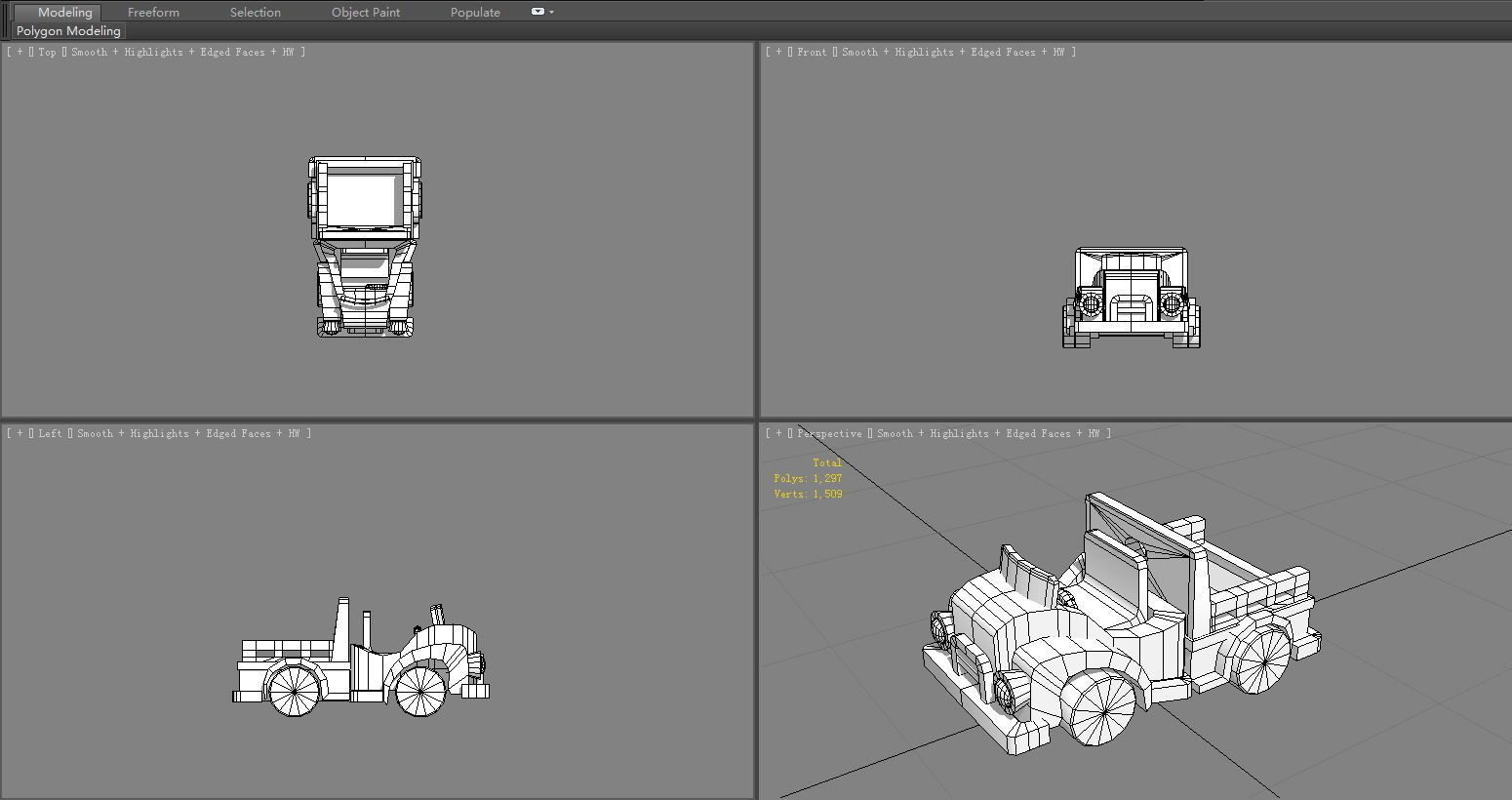 Cartoon green truck toy Low-poly 3D model_6