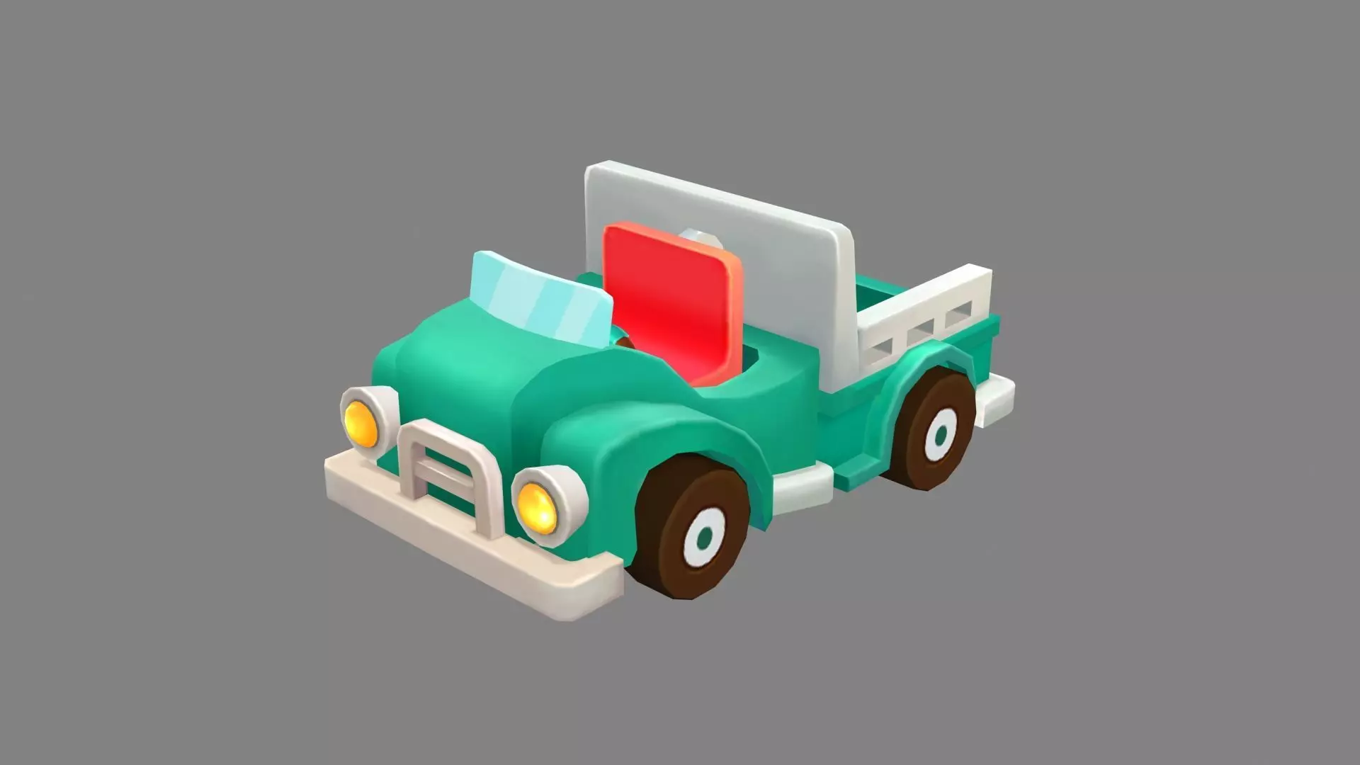 Cartoon green truck toy Low-poly 3D model_0