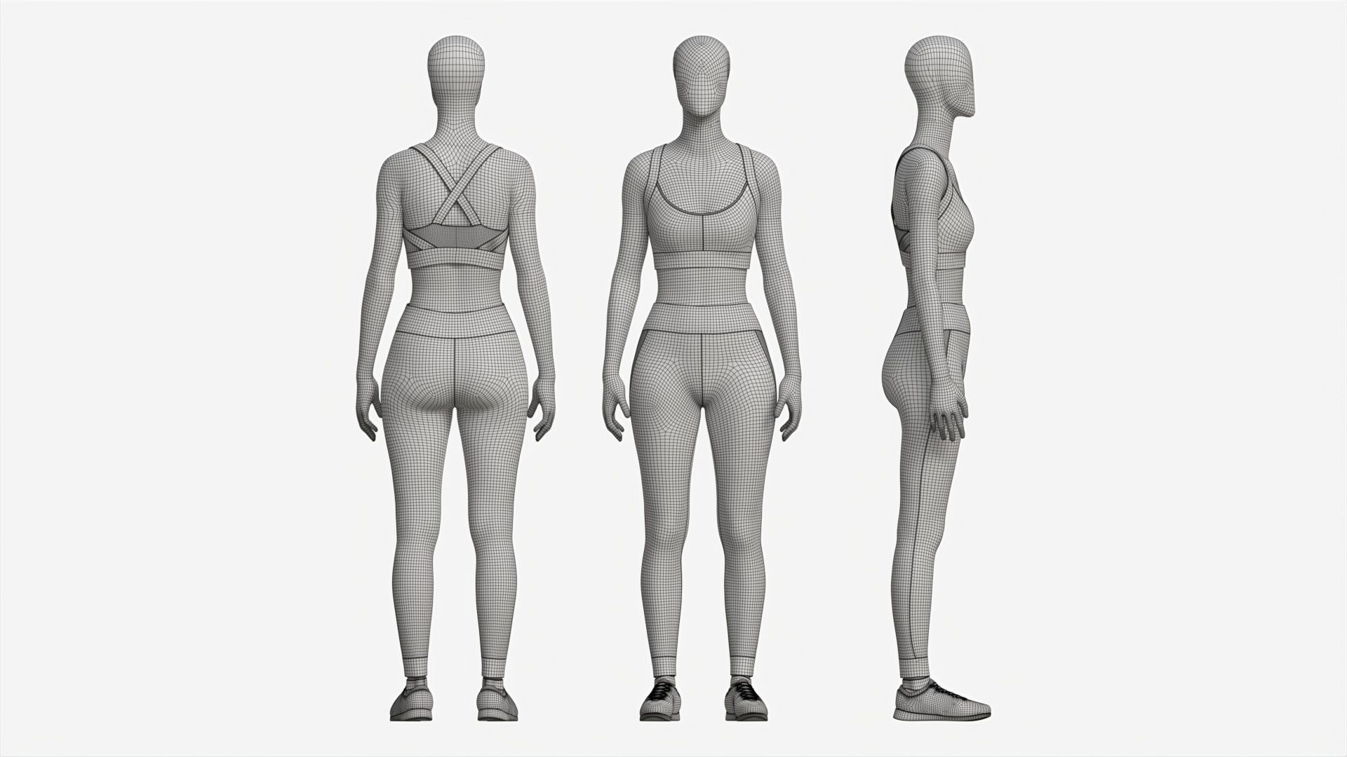 Female Mannequin in Sport Clothes 3D model_6