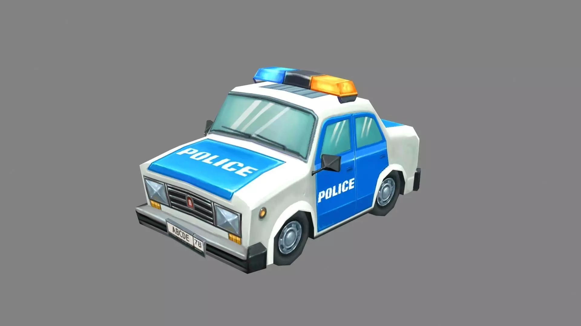 Cartoon police car Low-poly 3D model