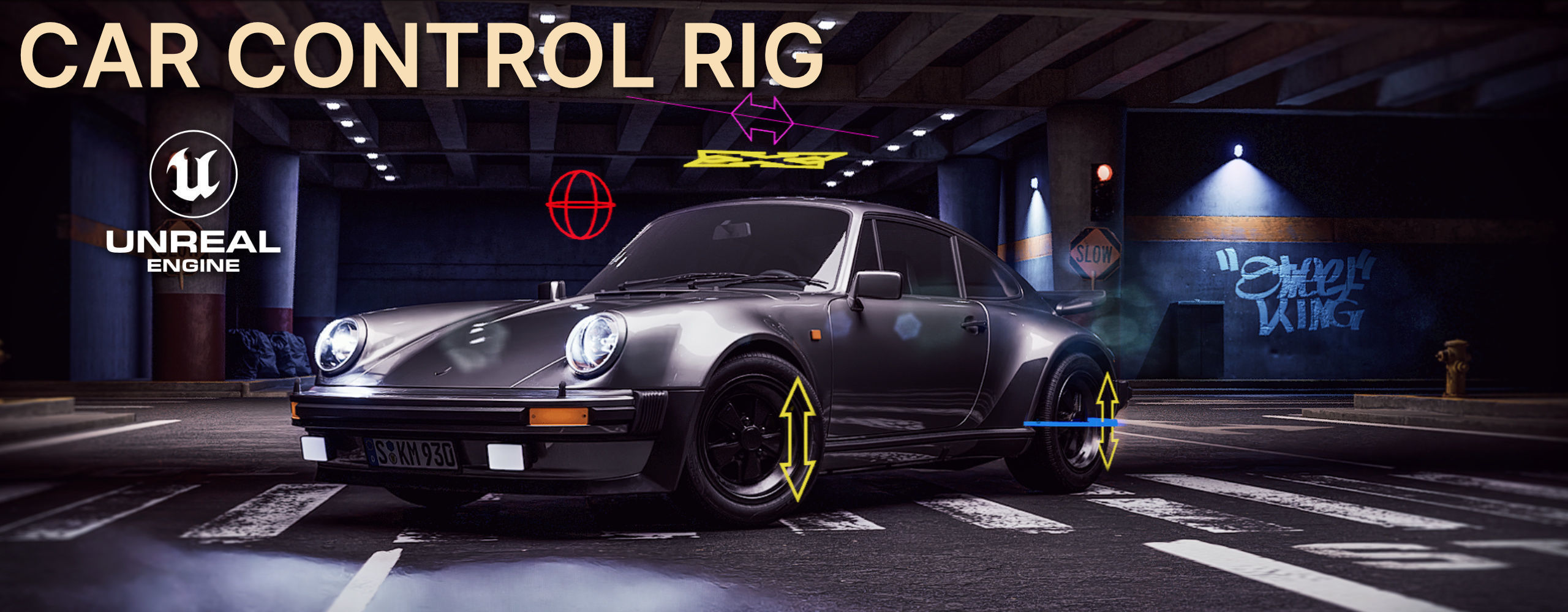 Car Control Rig for Unreal Engine  Low-poly 3D model_0