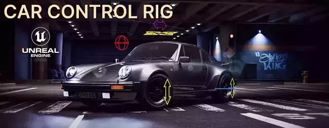 Car Control Rig for Unreal Engine  Low-poly 3D model