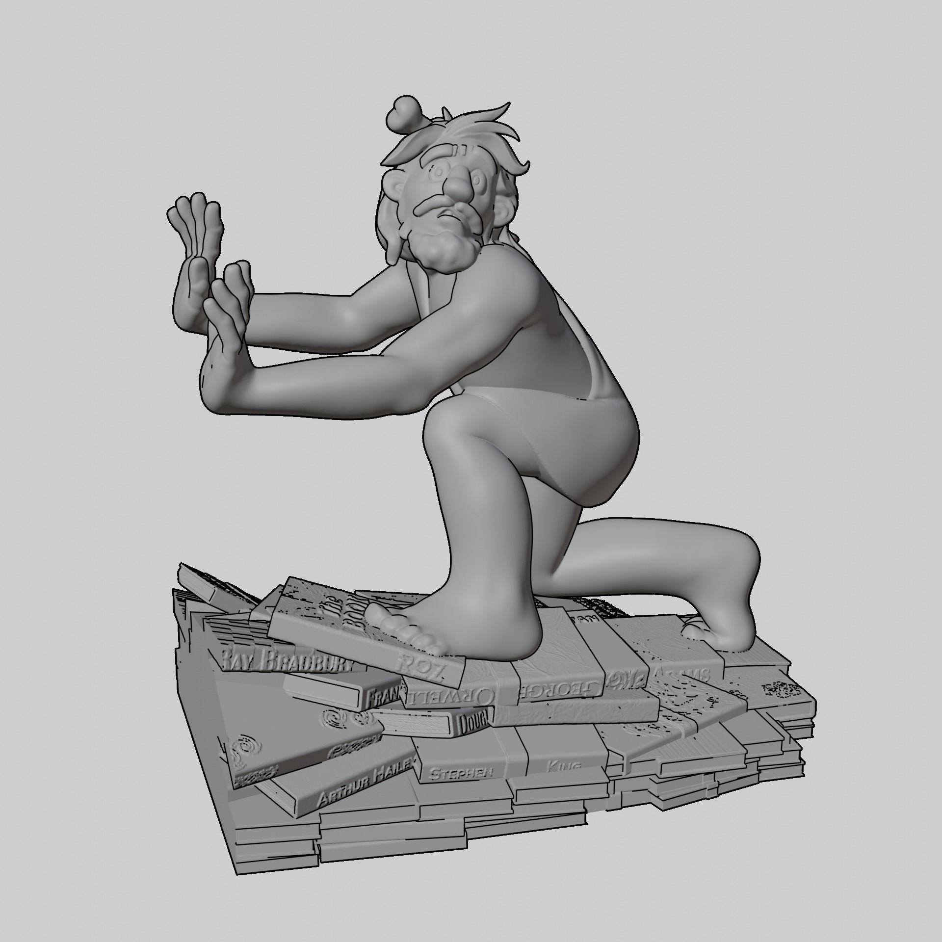 Bookish Cave Dweller - The Literary Guardian 3D print model_14