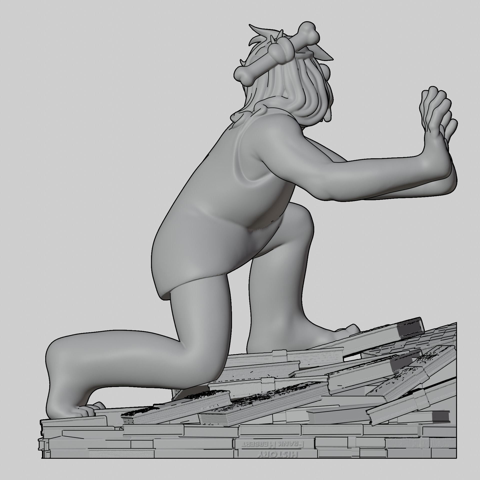 Bookish Cave Dweller - The Literary Guardian 3D print model_11