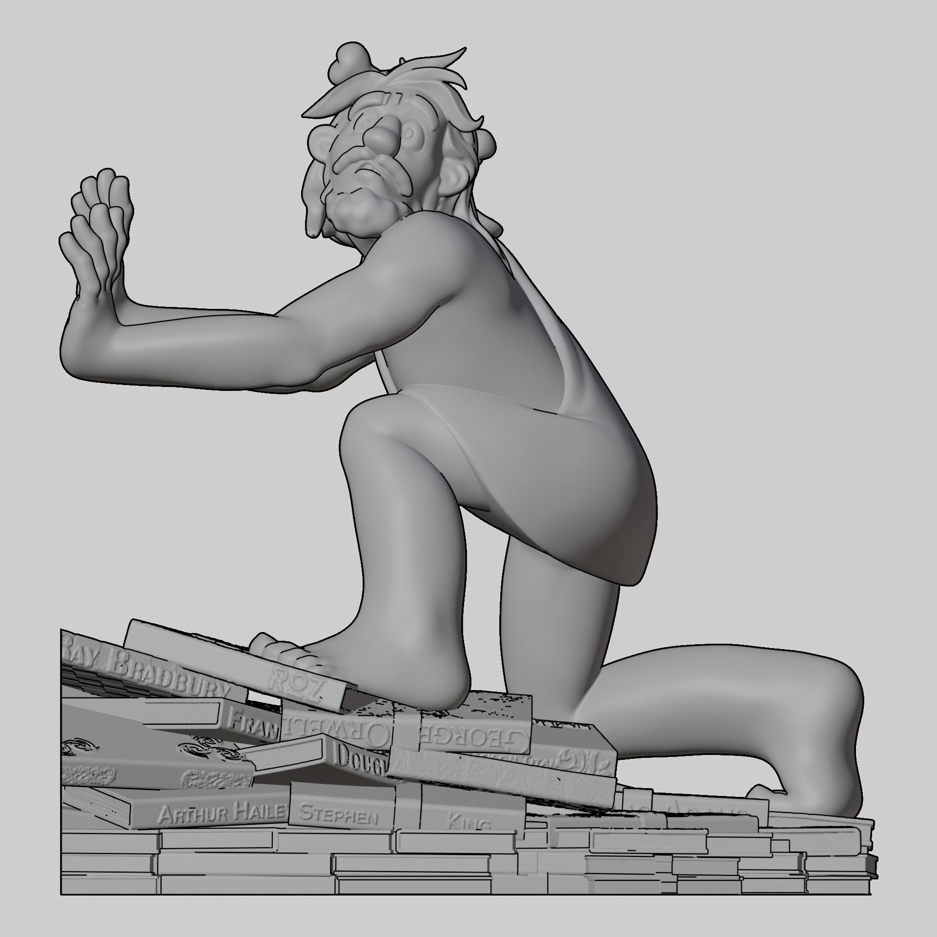 Bookish Cave Dweller - The Literary Guardian 3D print model_9