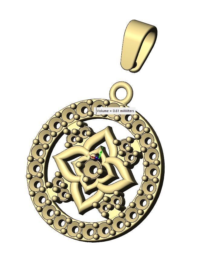 Diamond star cluster and halo round pendant with bail 3D print model_15