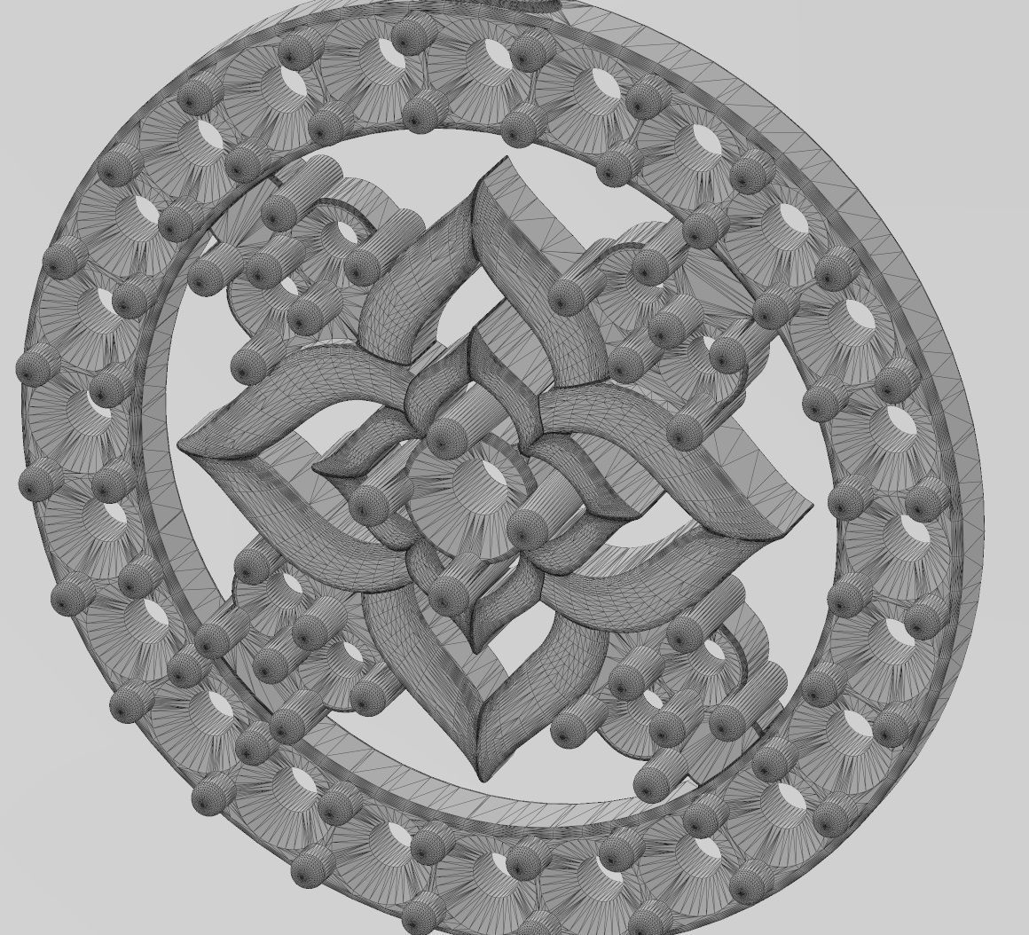 Diamond star cluster and halo round pendant with bail 3D print model_13