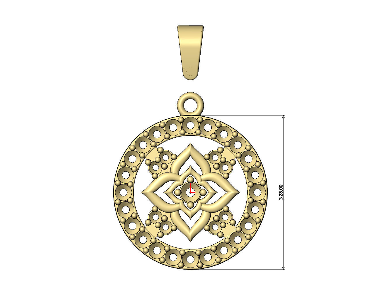 Diamond star cluster and halo round pendant with bail 3D print model_6