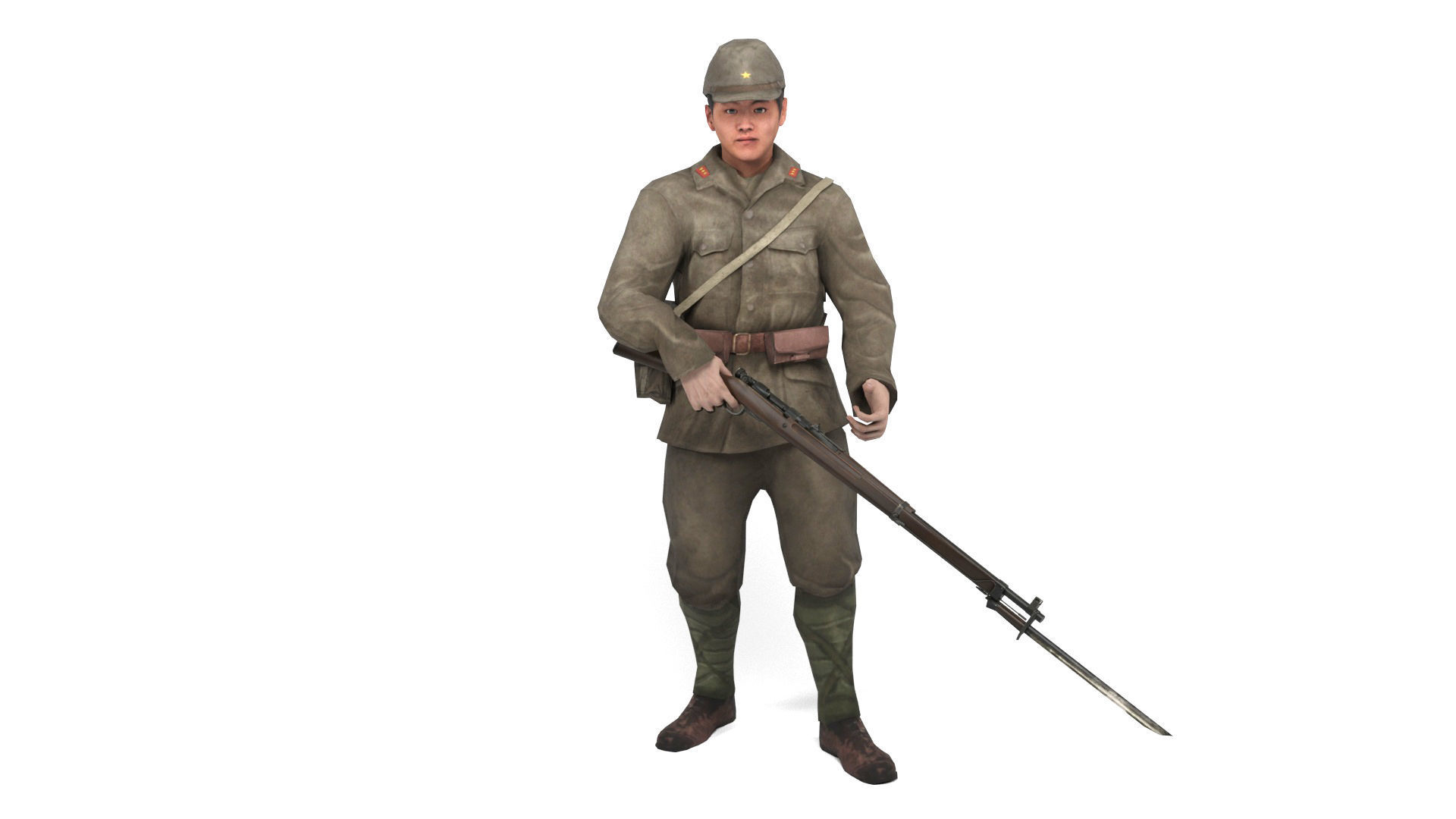 Japanese Soldier Low-poly 3D model_11