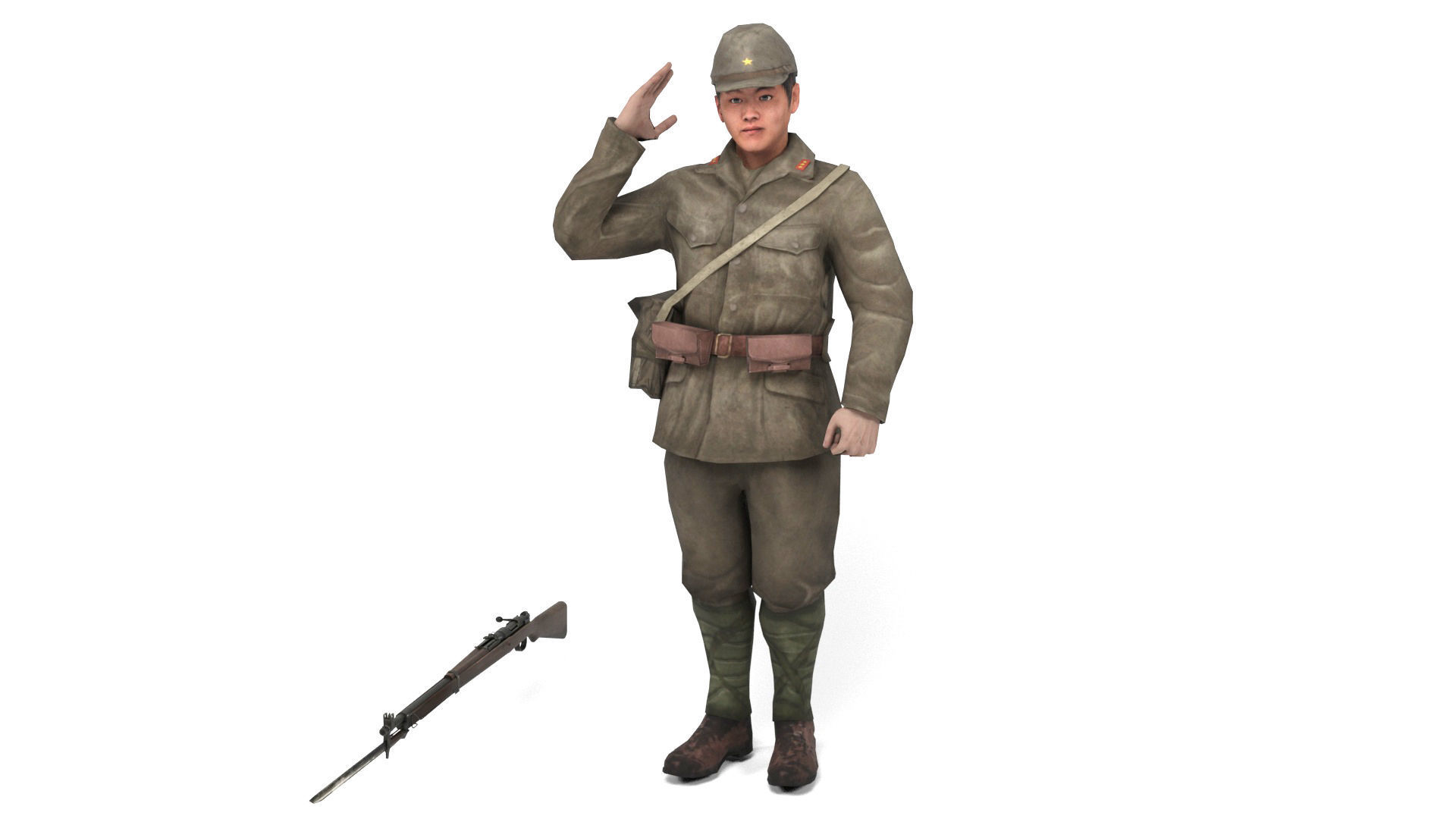 Japanese Soldier Low-poly 3D model_9