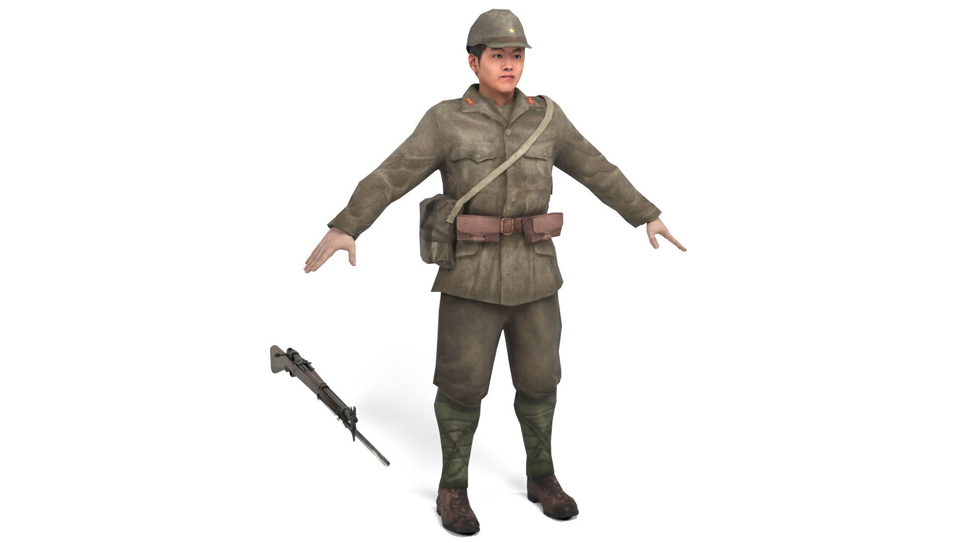 Japanese Soldier Low-poly 3D model_1