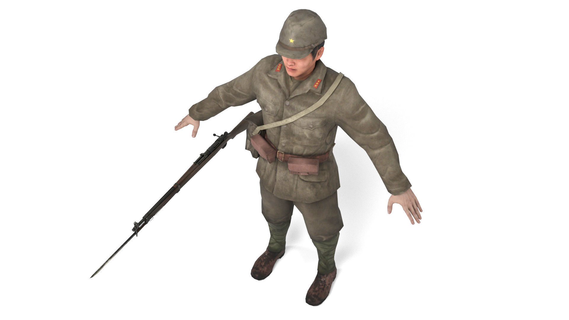 Japanese Soldier Low-poly 3D model_6