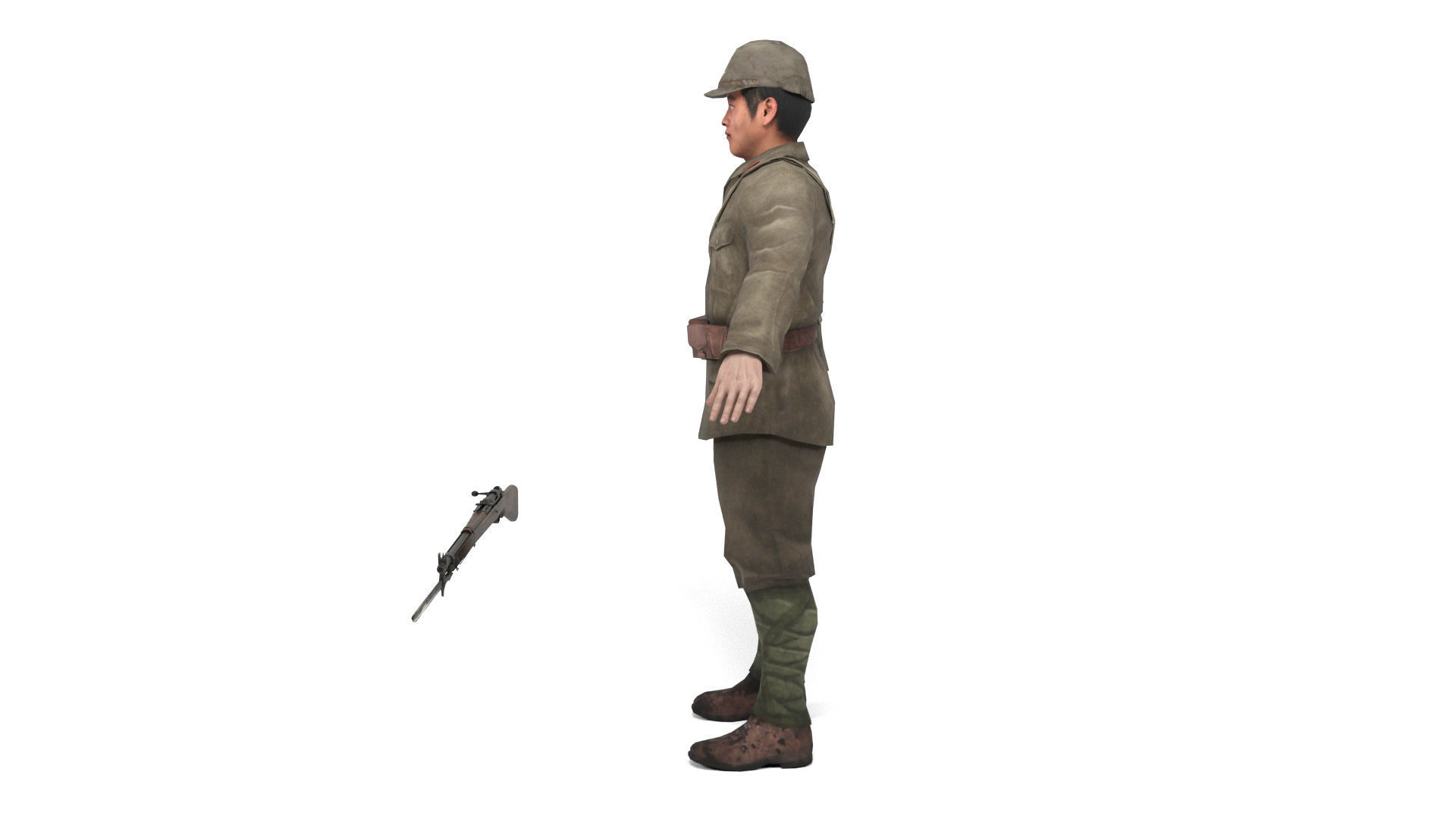 Japanese Soldier Low-poly 3D model_4
