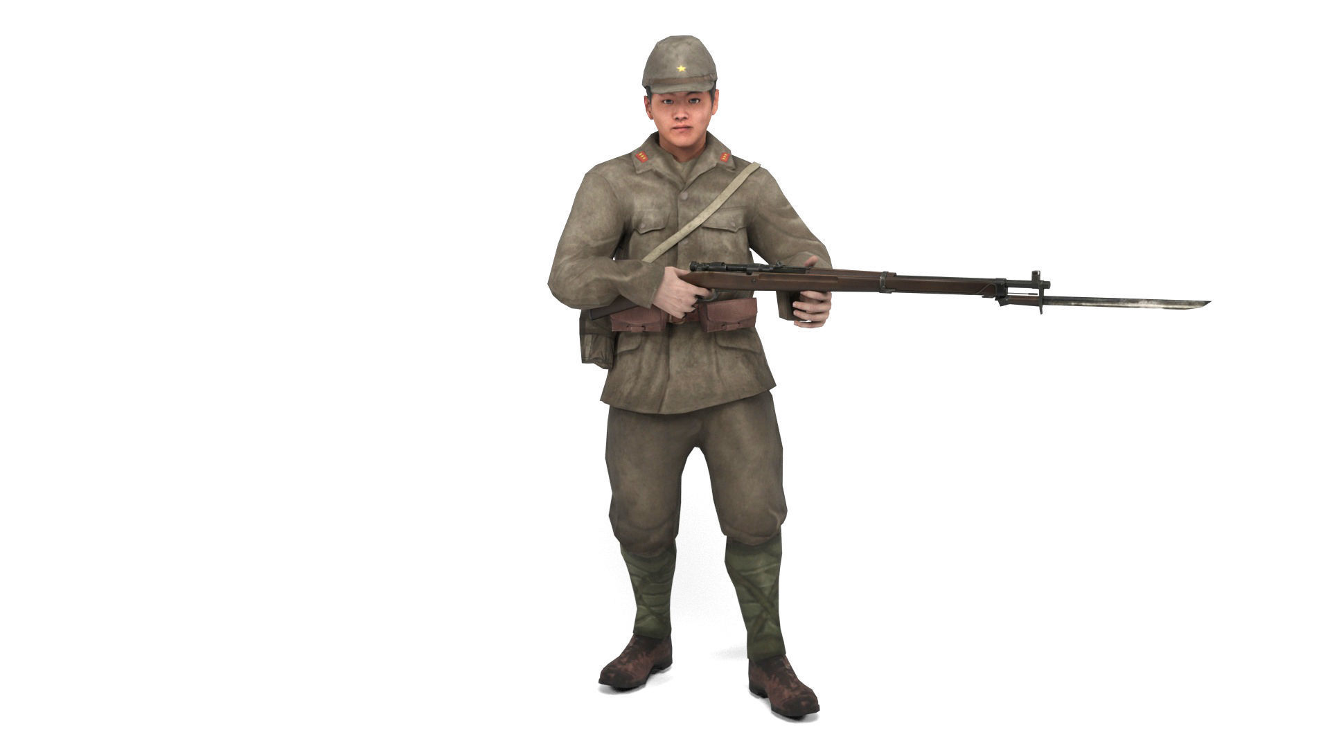 Japanese Soldier Low-poly 3D model_7