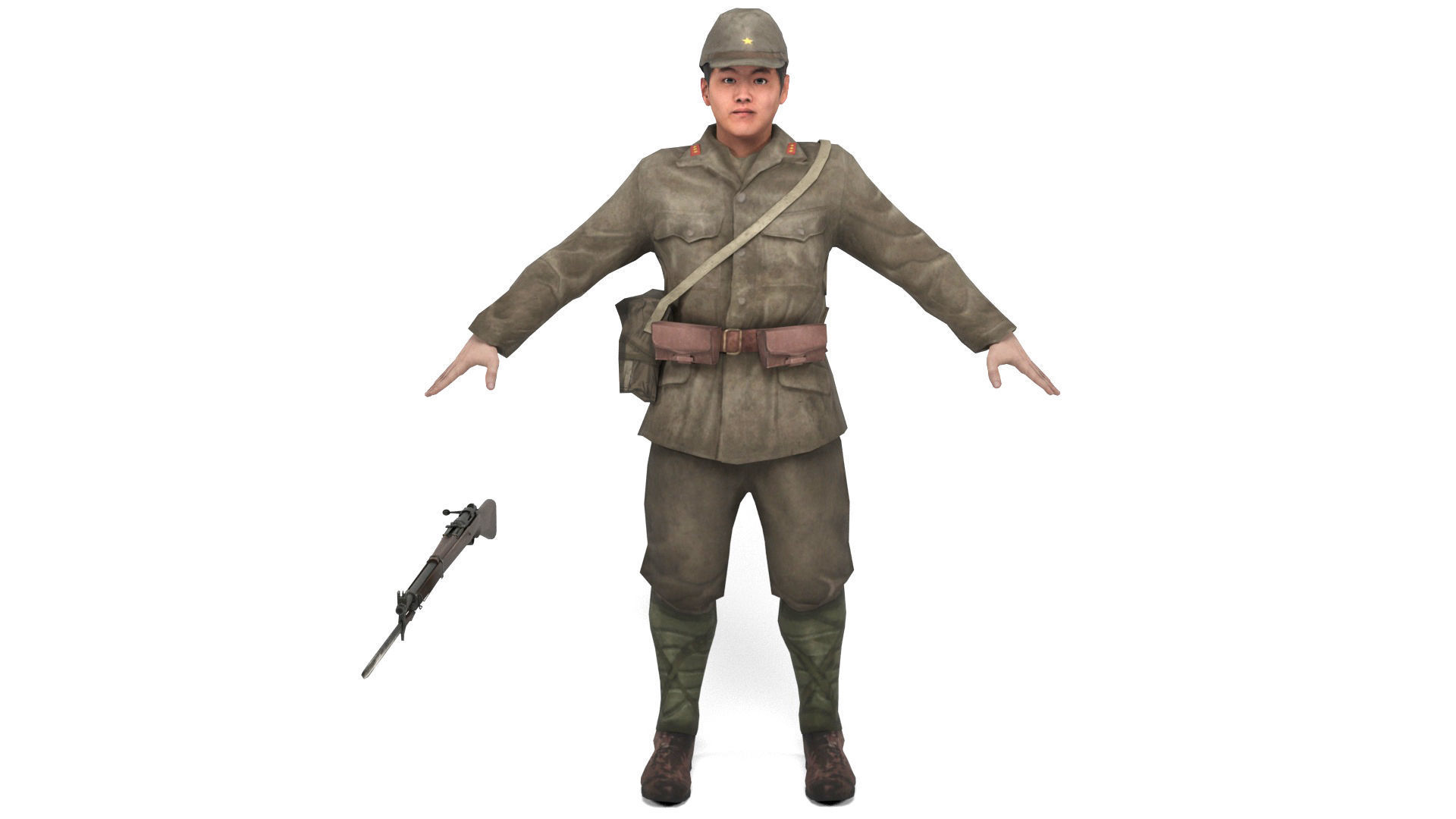 Japanese Soldier Low-poly 3D model_2