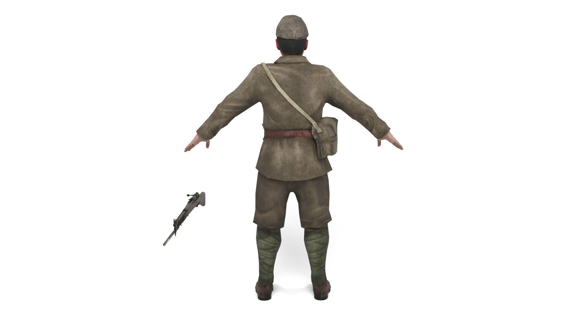 Japanese Soldier Low-poly 3D model_3