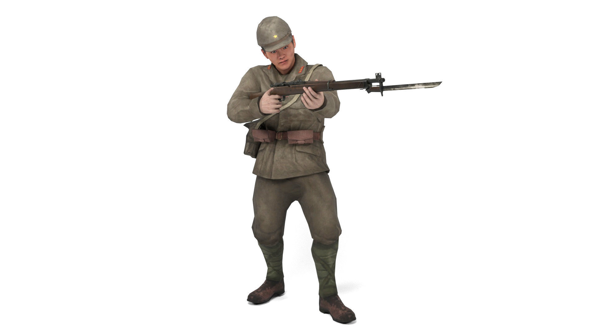 Japanese Soldier Low-poly 3D model_8