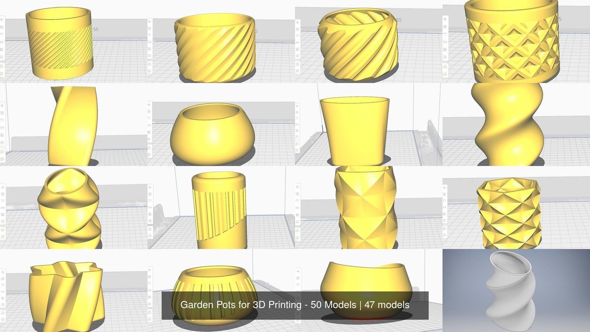 Garden Pots for 3D Printing - 50 Models 3D Model Collection_13