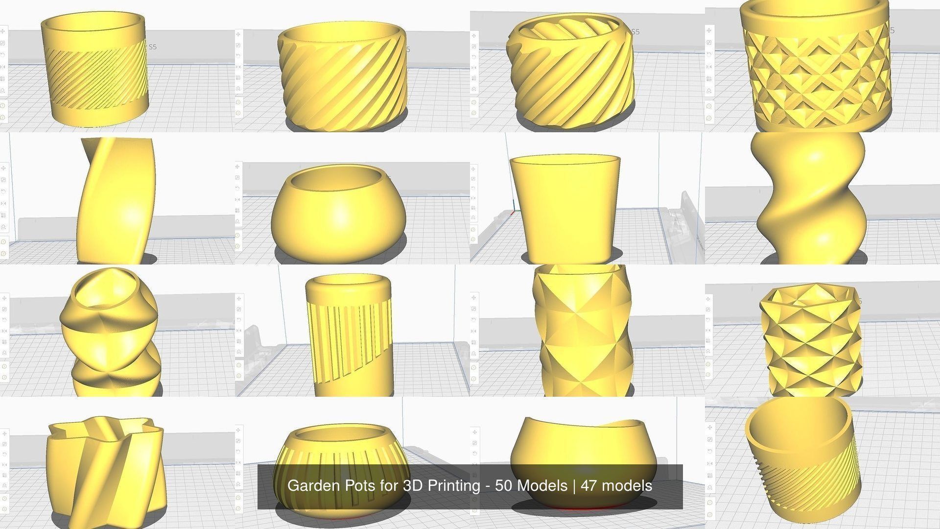 Garden Pots for 3D Printing - 50 Models 3D Model Collection_8