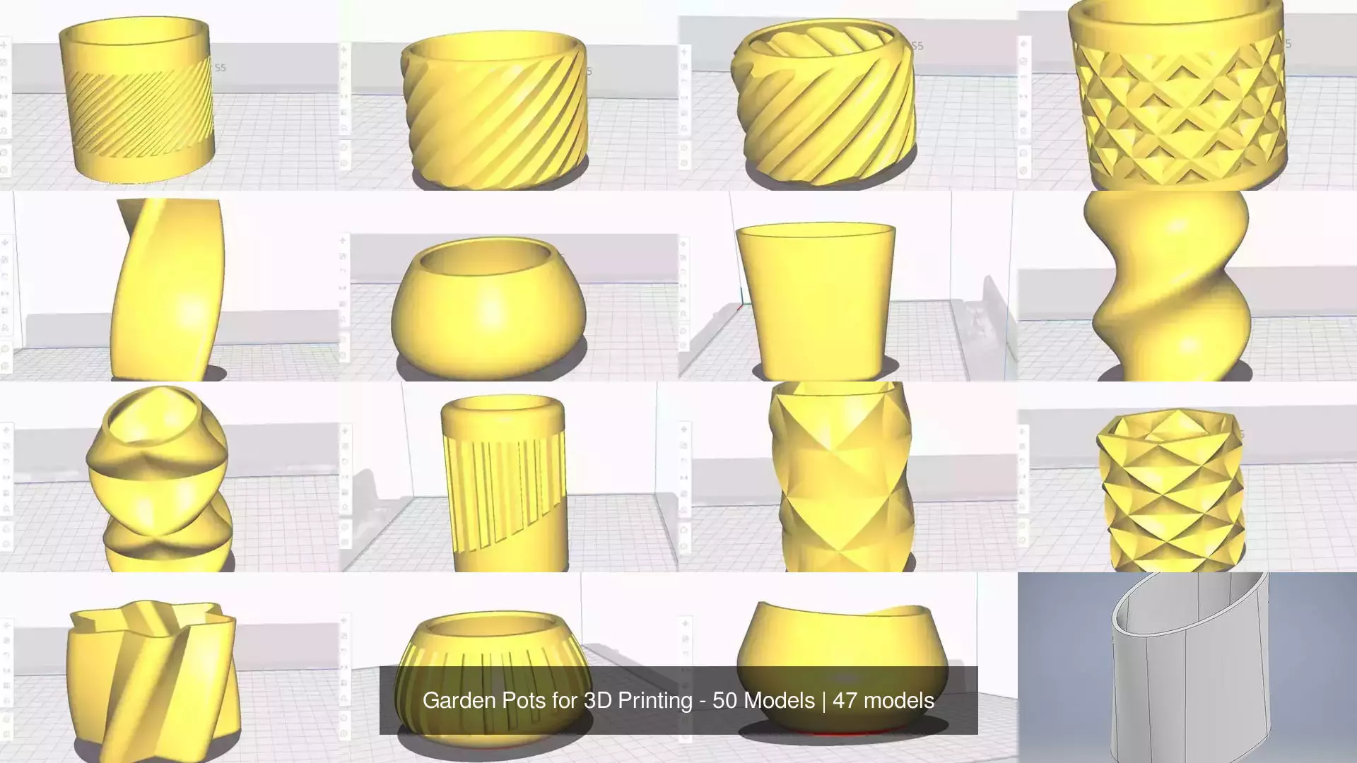 Garden Pots for 3D Printing - 50 Models 3D Model Collection_5