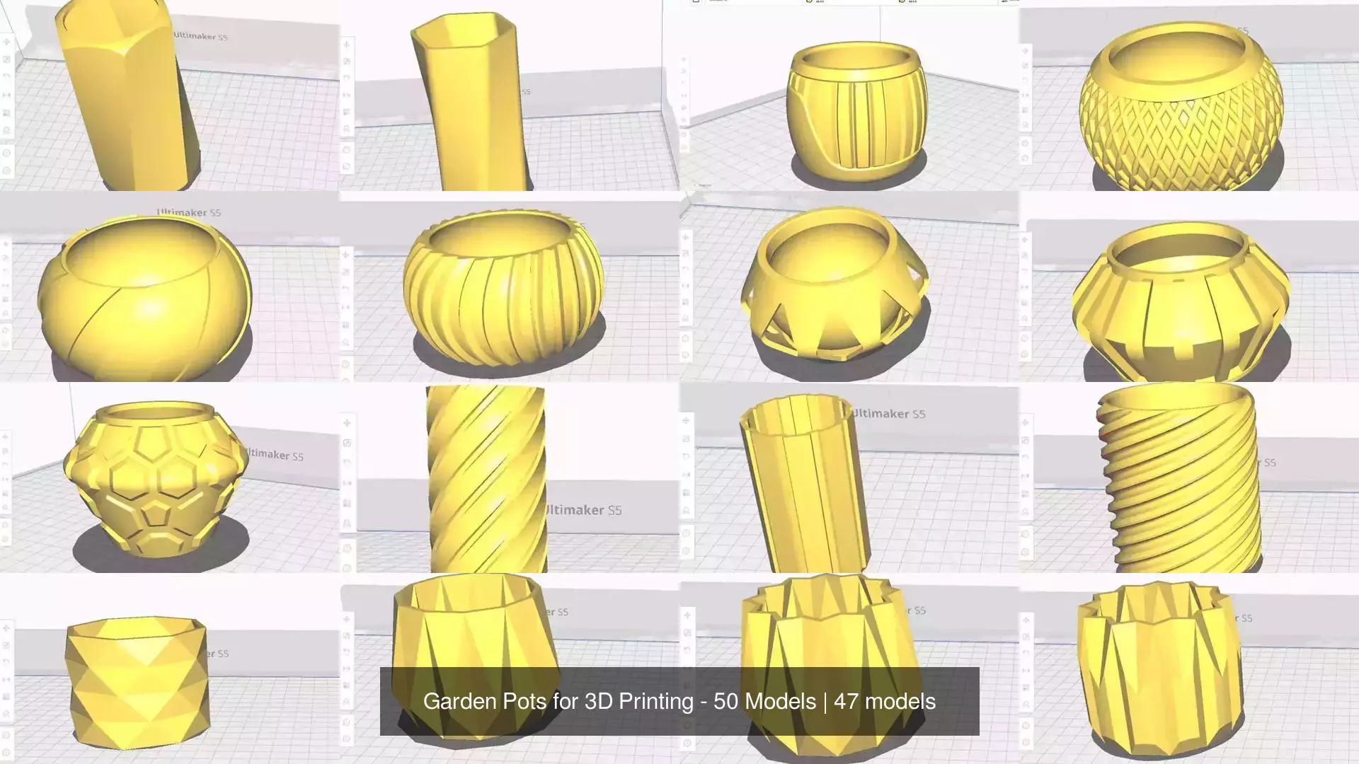 Garden Pots for 3D Printing - 50 Models 3D Model Collection_3