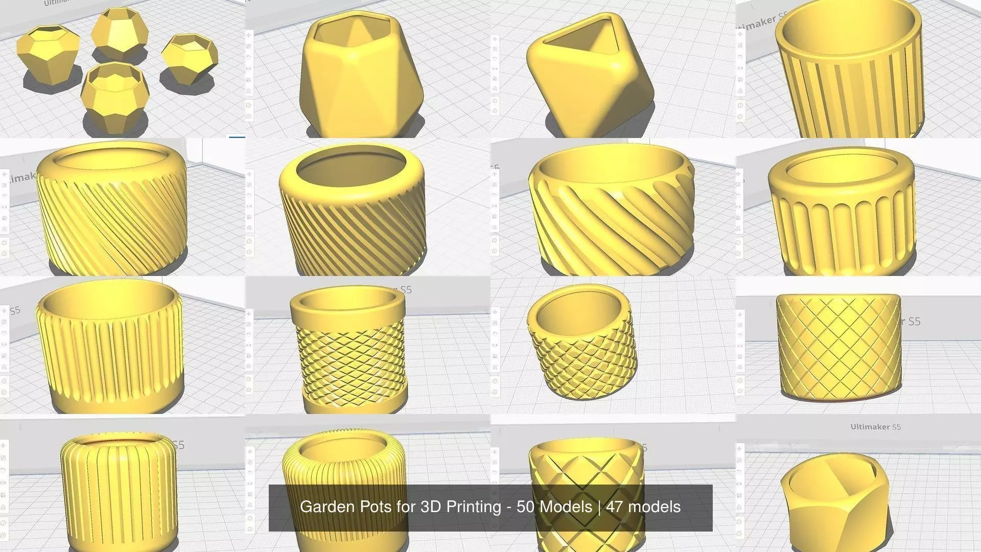 Garden Pots for 3D Printing - 50 Models 3D Model Collection_2