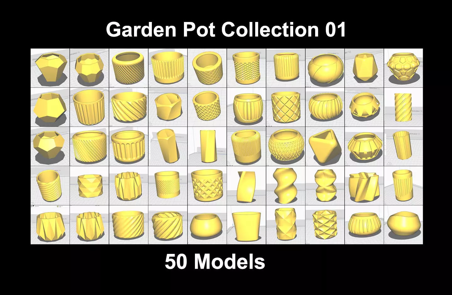 Garden Pots for 3D Printing - 50 Models 3D Model Collection_0