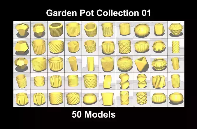 Garden Pots for 3D Printing - 50 Models 3D Model Collection