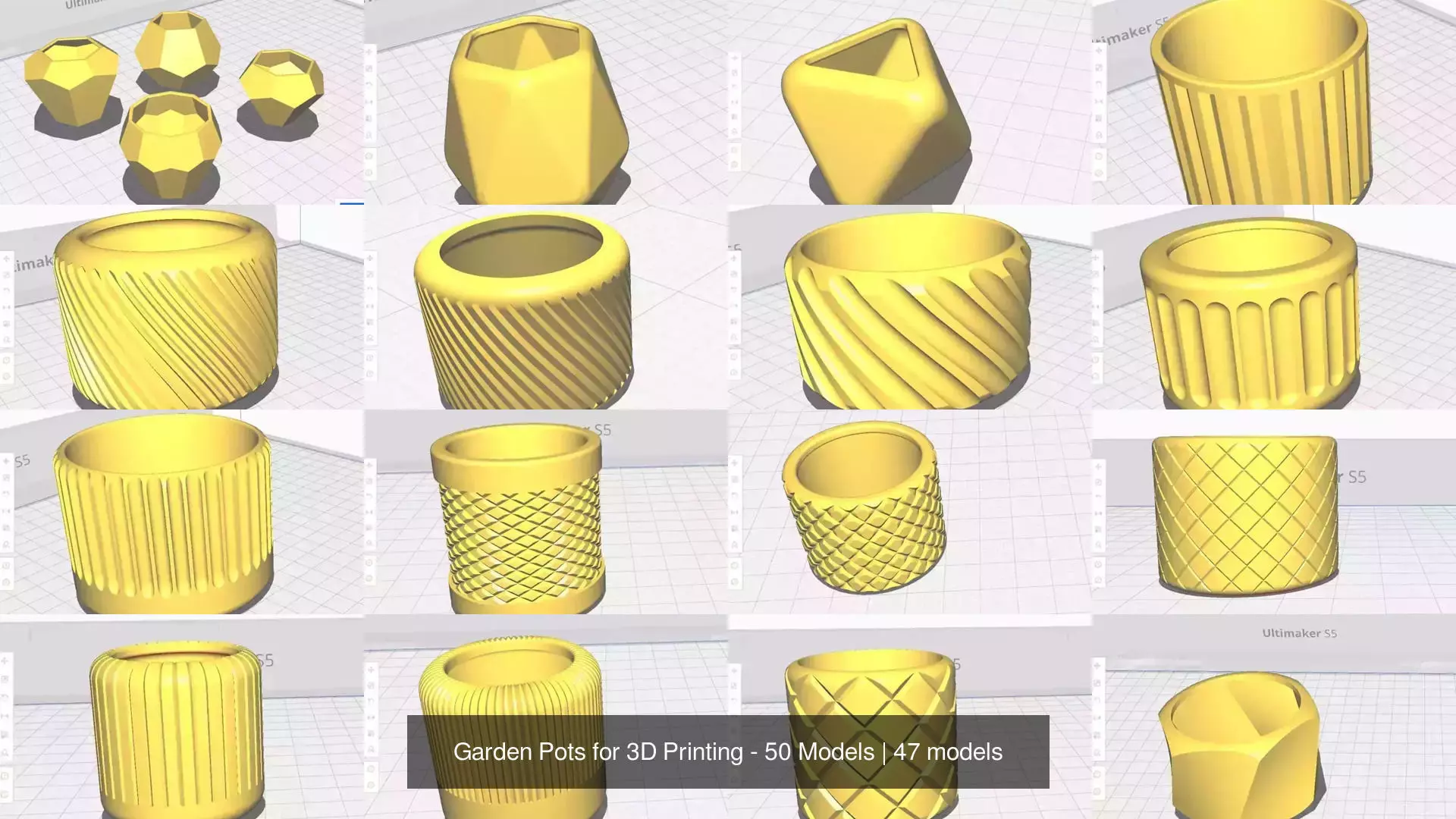 Garden Pots for 3D Printing - 50 Models 3D Model Collection_1
