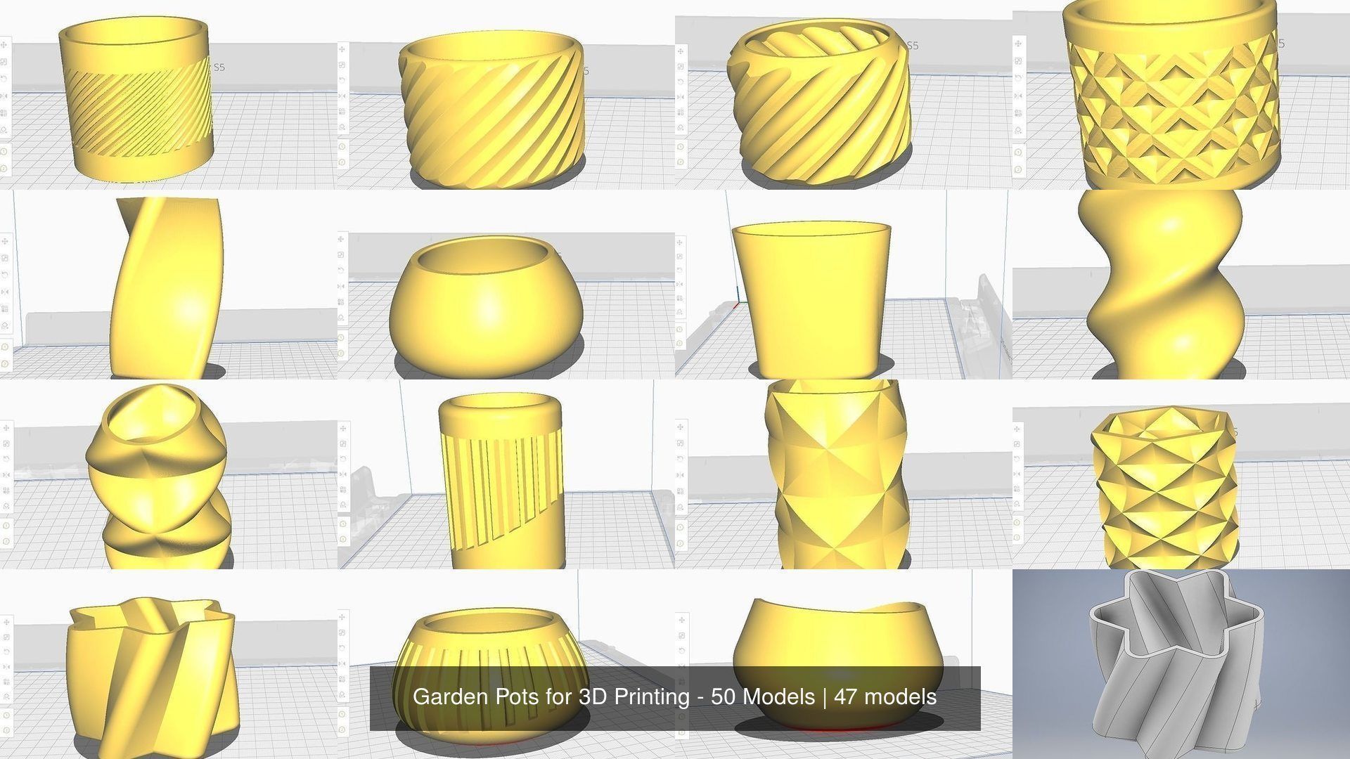 Garden Pots for 3D Printing - 50 Models 3D Model Collection_12