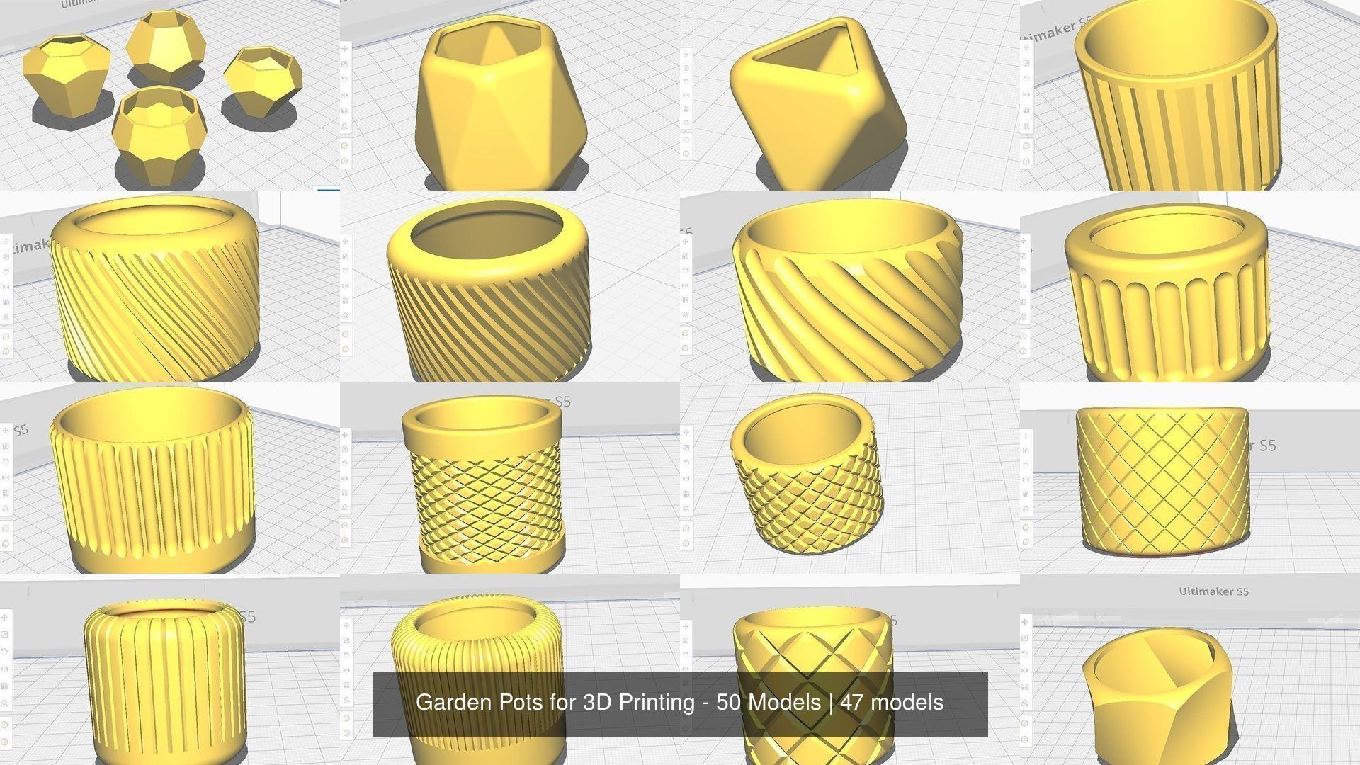 Garden Pots for 3D Printing - 50 Models 3D Model Collection_4