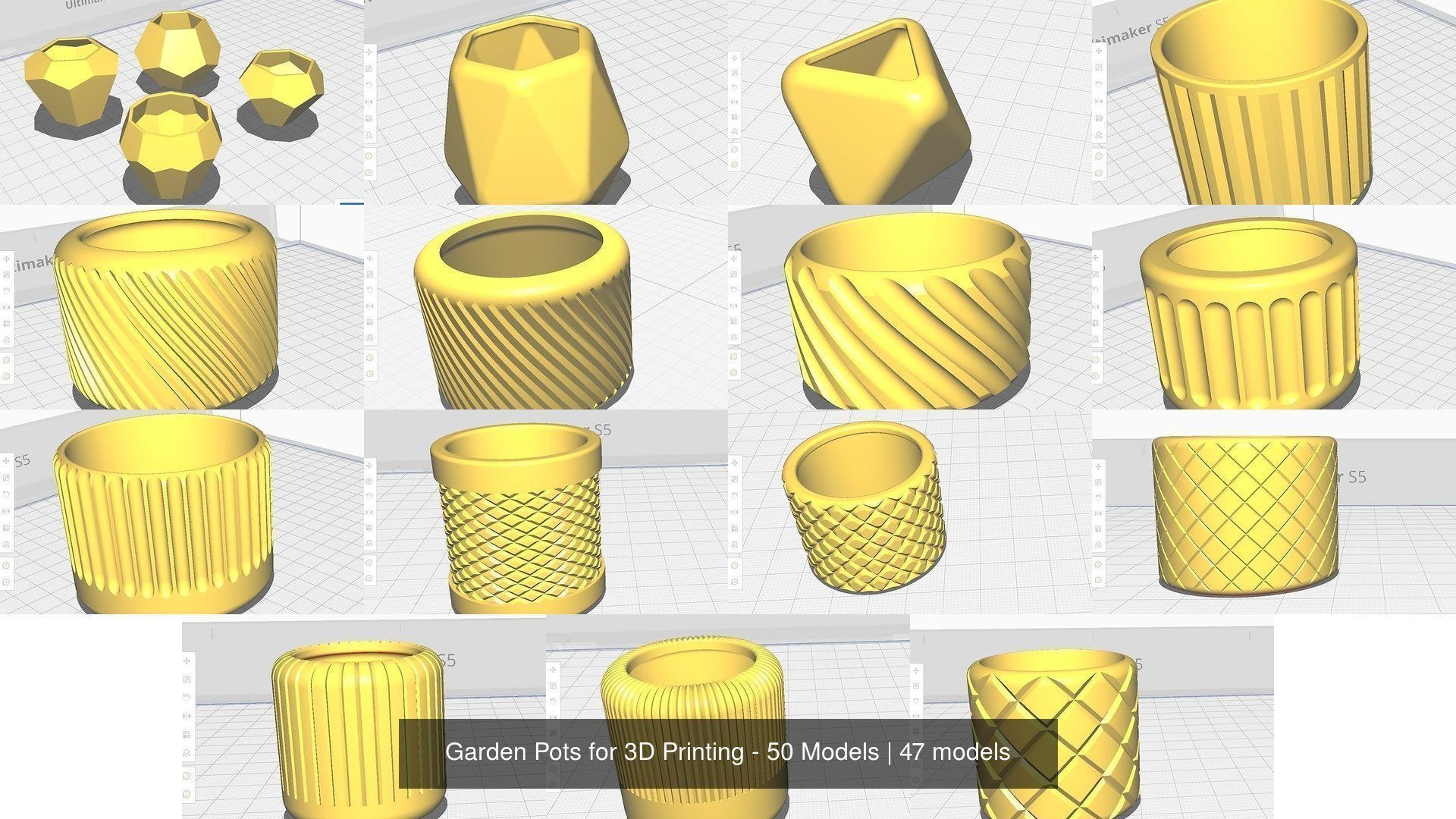 Garden Pots for 3D Printing - 50 Models 3D Model Collection_7