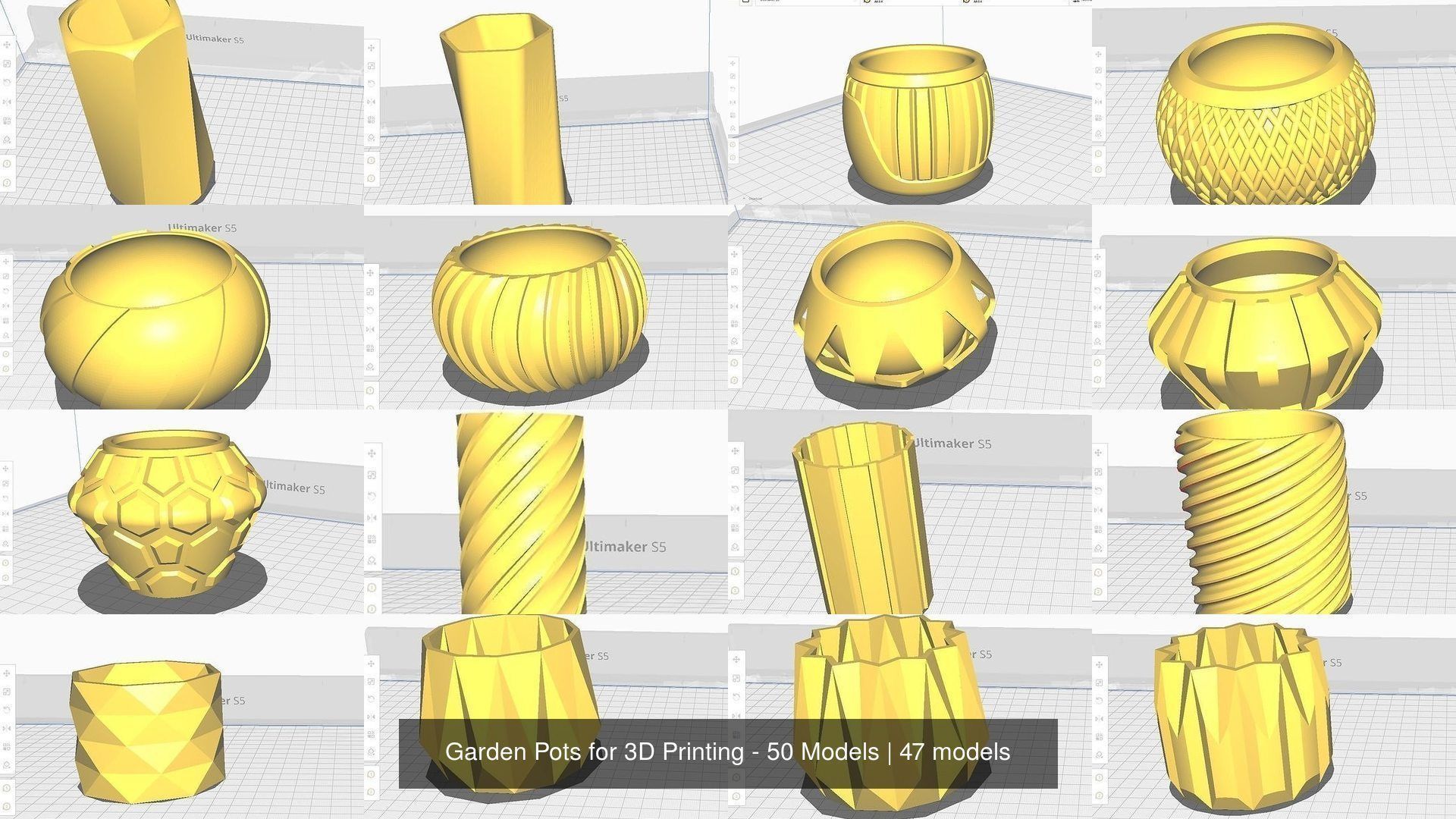 Garden Pots for 3D Printing - 50 Models 3D Model Collection_6