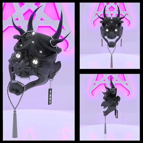Alces Hannya Mask Low-poly 3D model
