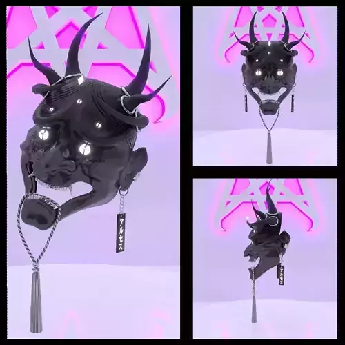 Alces Hannya Mask Low-poly 3D model