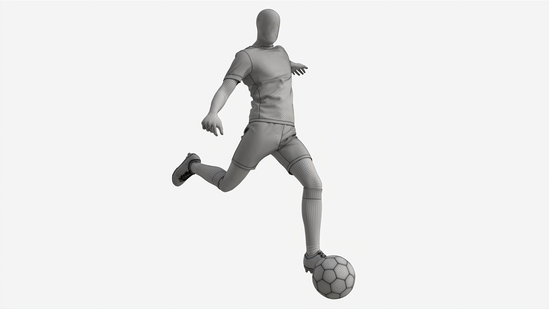 Male Mannequin in Soccer Uniform in Action 02 3D model_6