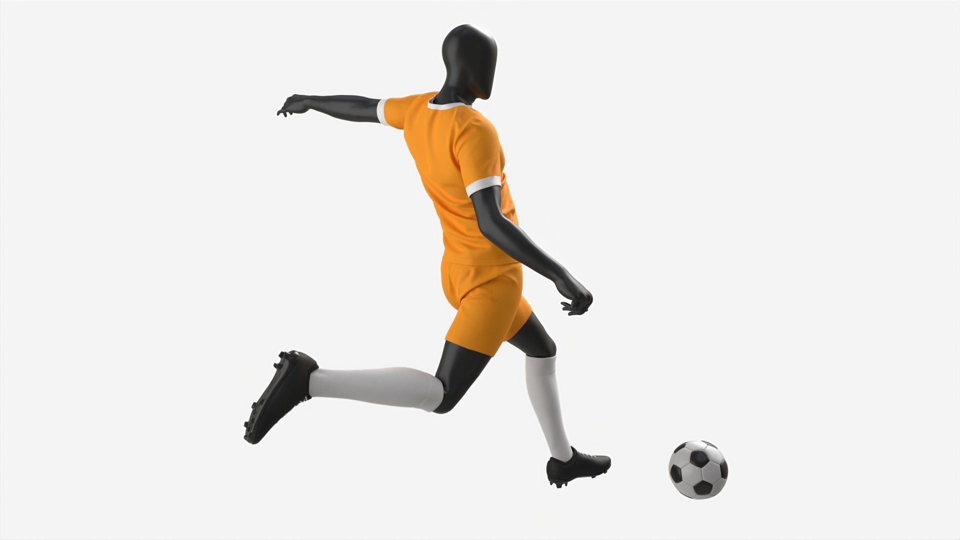 Male Mannequin in Soccer Uniform in Action 02 3D model_2