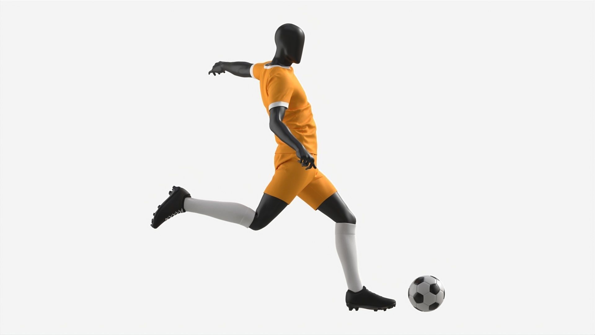 Male Mannequin in Soccer Uniform in Action 02 3D model_5