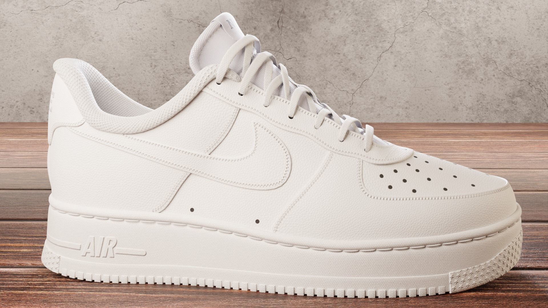 Nike Air Force 1 White 3D model_3