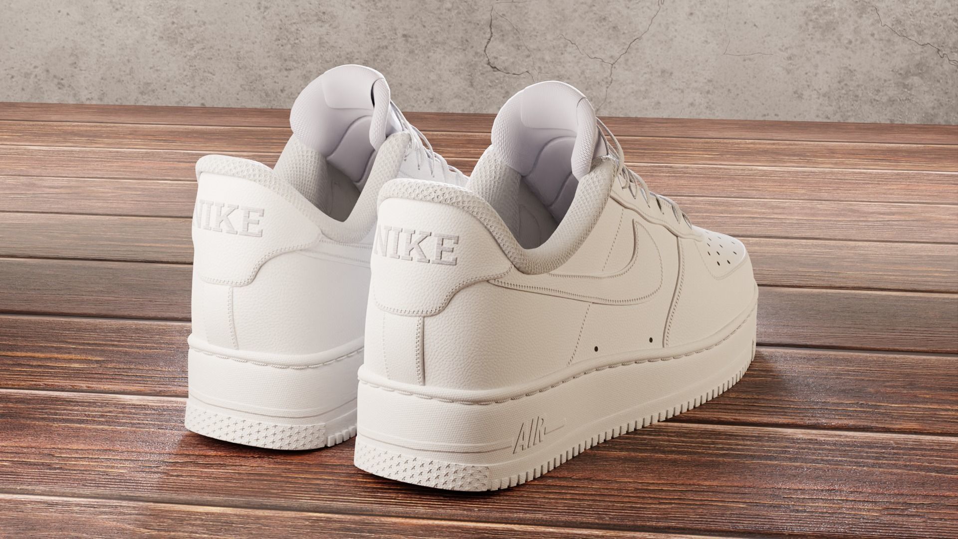 Nike Air Force 1 White 3D model_2