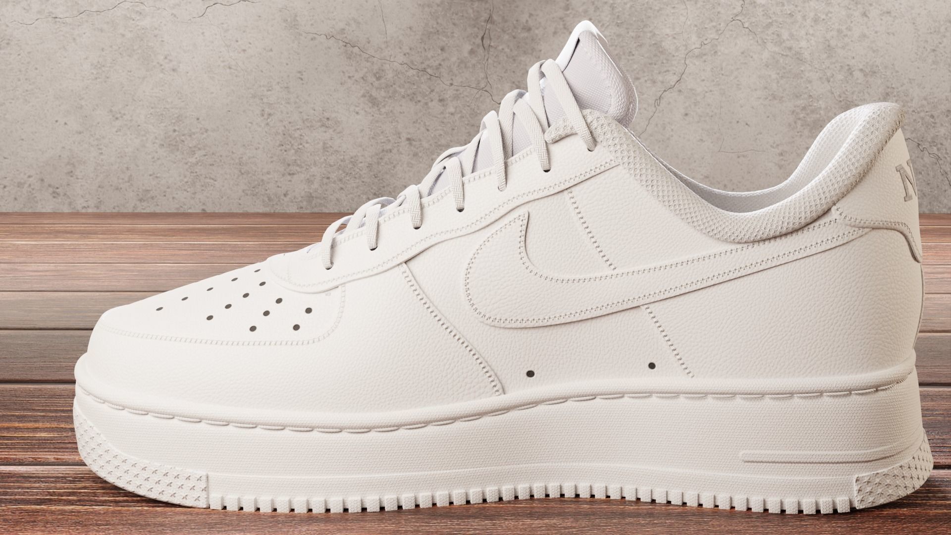 Nike Air Force 1 White 3D model_4