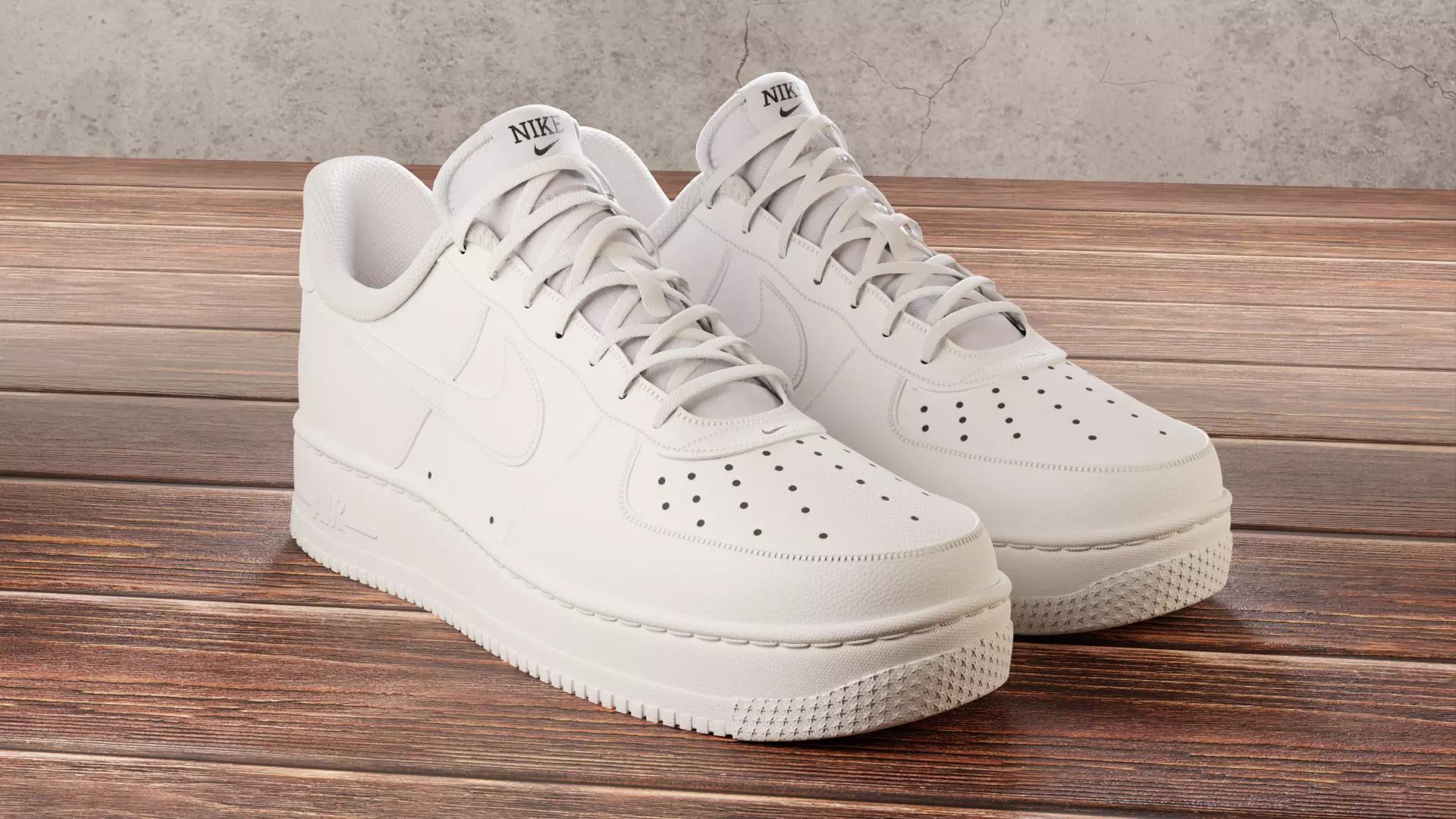 Nike Air Force 1 White 3D model_0