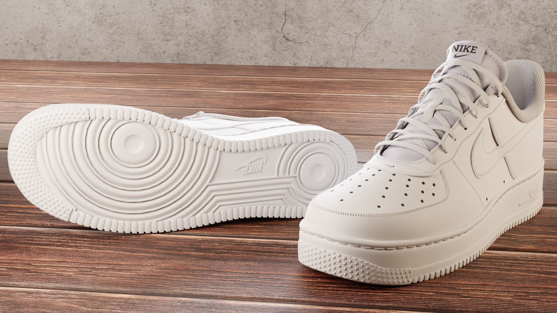 Nike Air Force 1 White 3D model_1