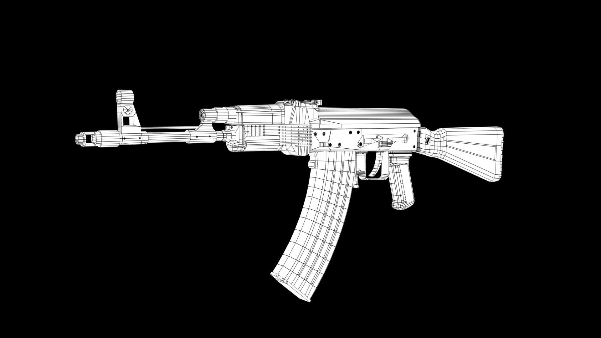AK 47 Low-poly 3D model_7