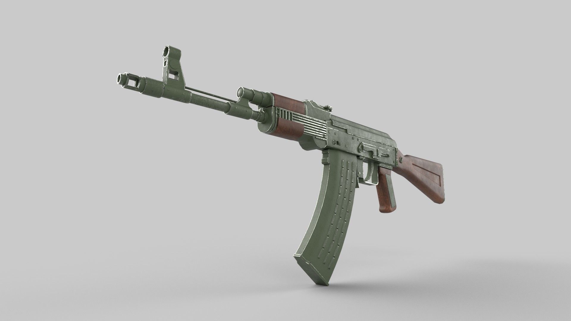 AK 47 Low-poly 3D model_2