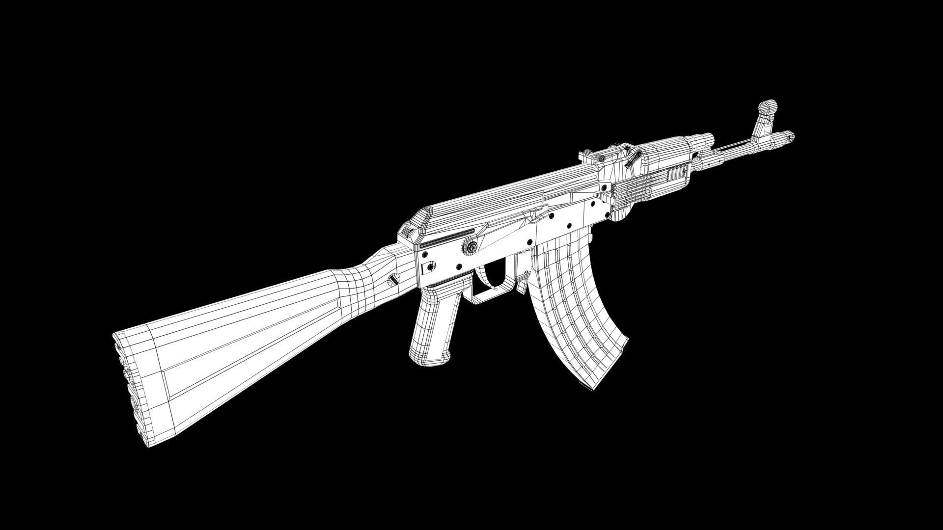 AK 47 Low-poly 3D model_8