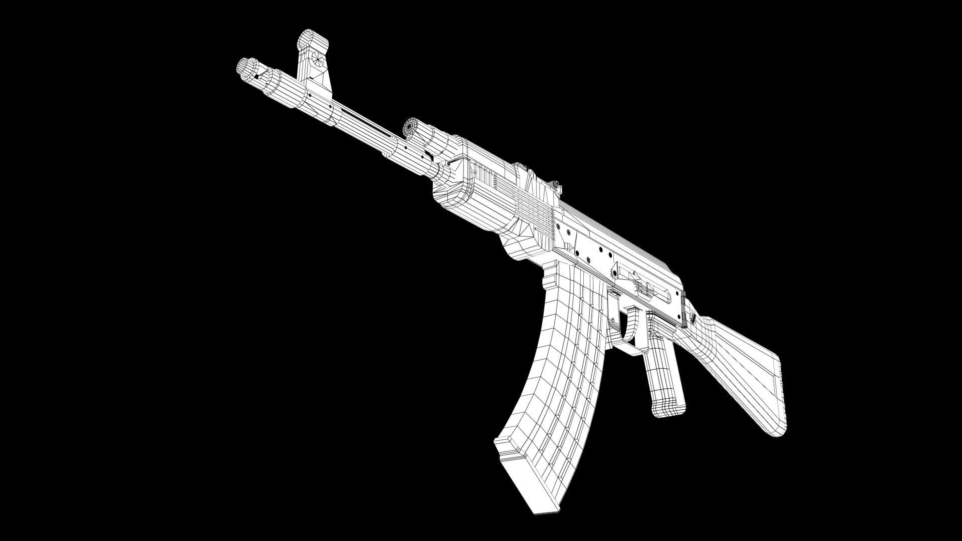 AK 47 Low-poly 3D model_9