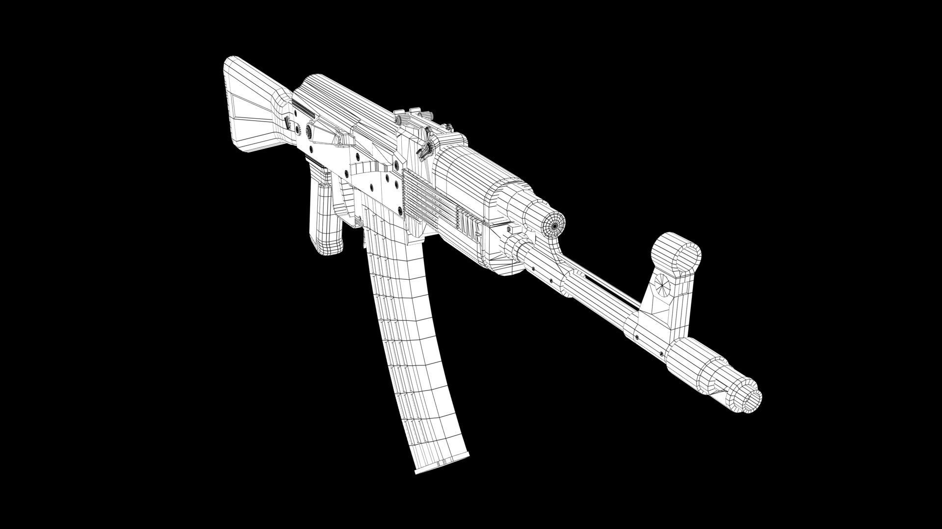 AK 47 Low-poly 3D model_10