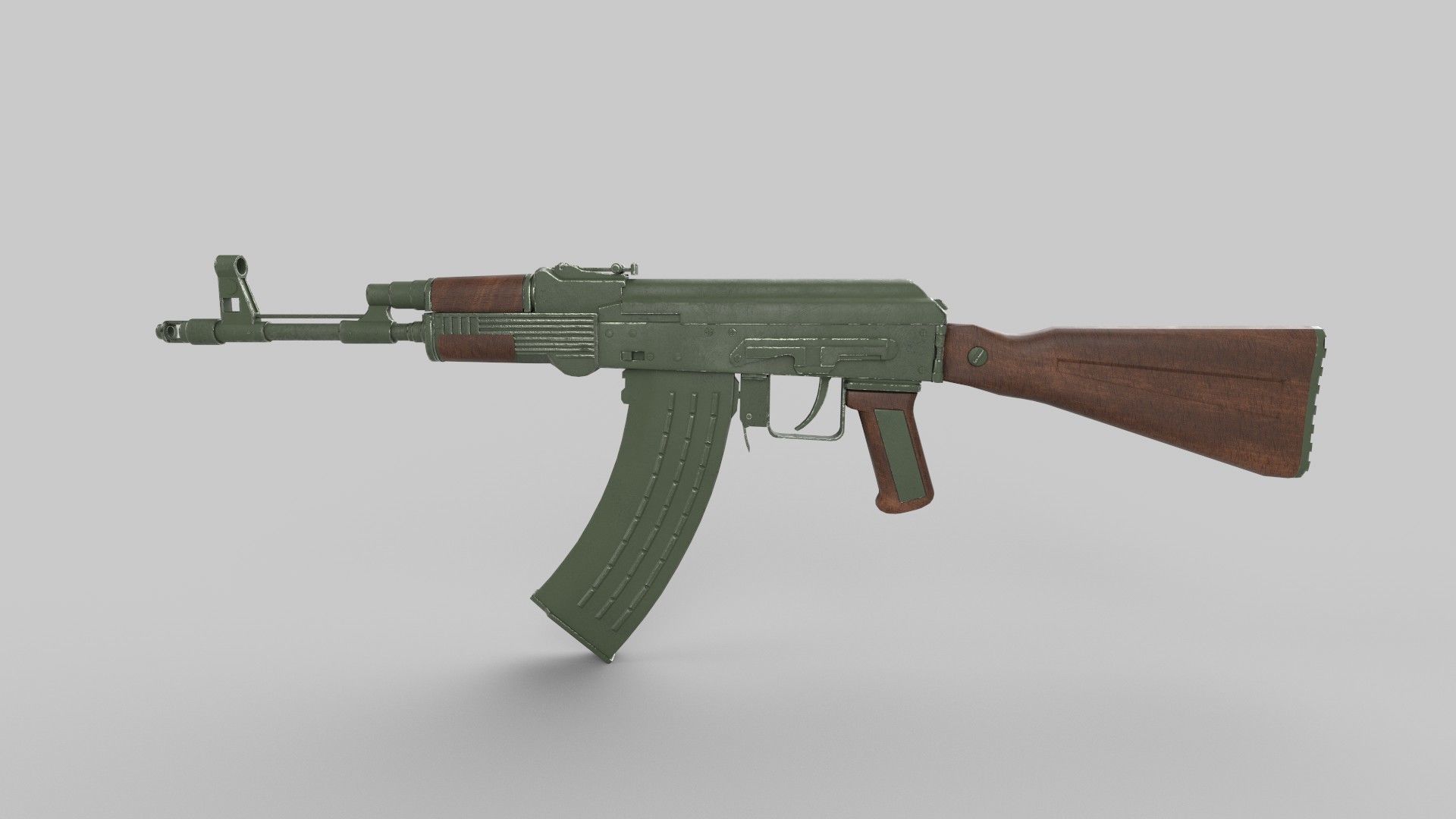 AK 47 Low-poly 3D model_1